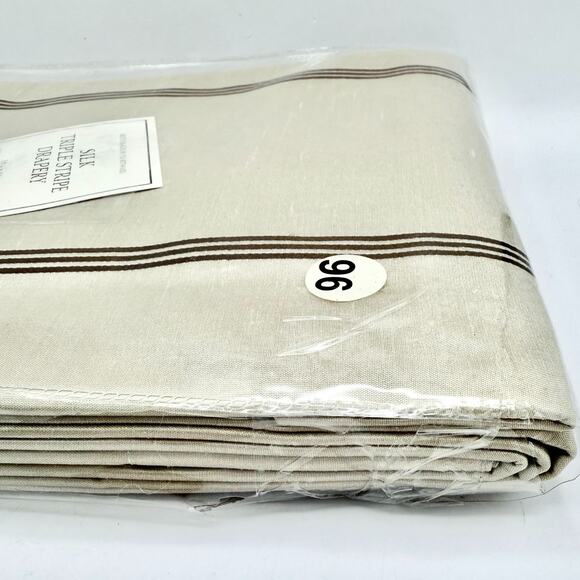 Restoration Hardware Silk Triple Stripe Drapery Panel 50" x 96" Sand New - Picture 4 of 8